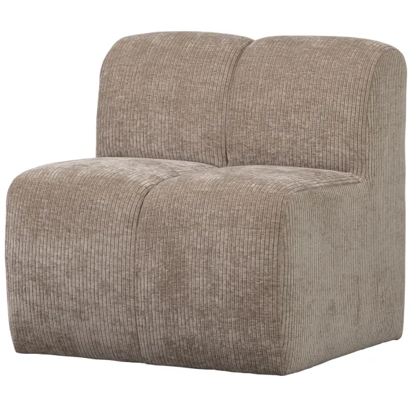 WOOOD Mojo eetbankje 84 cm met rugleuning ribstof donkerzand